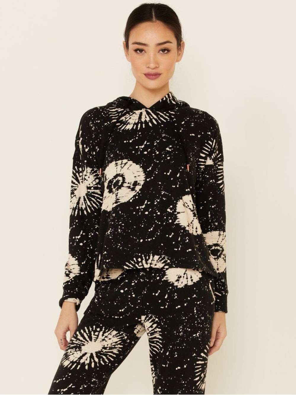 P.J. Salvage Black & Cream Stormy Monday Tie-Dye Hoodie